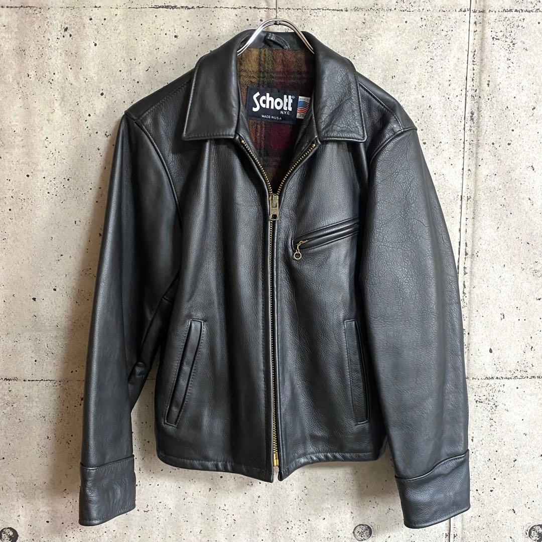 極上品 Schott ショット レザージャケット 38 90s ヴィンテージ 黒