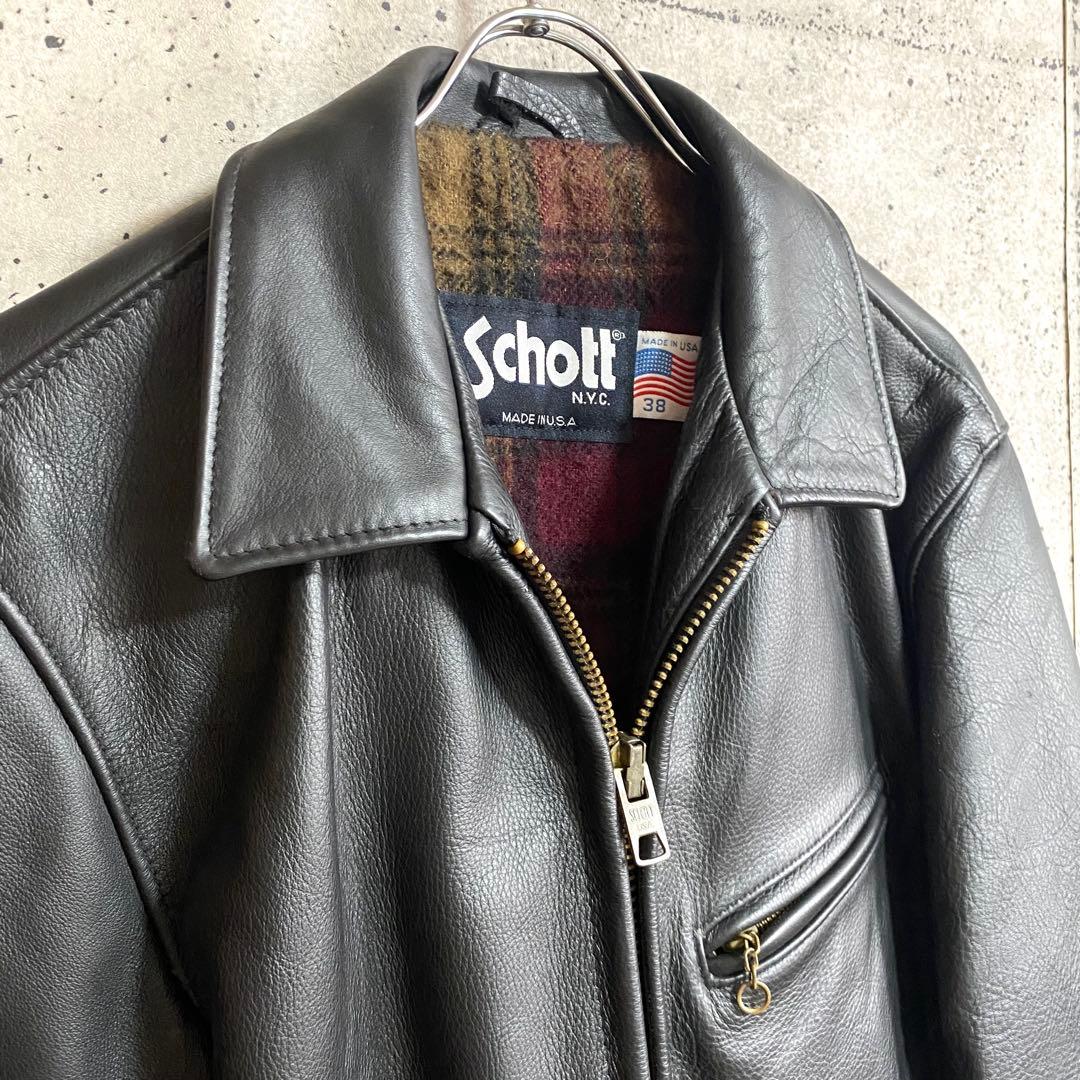 極上品 Schott ショット レザージャケット 38 90s ヴィンテージ 黒
