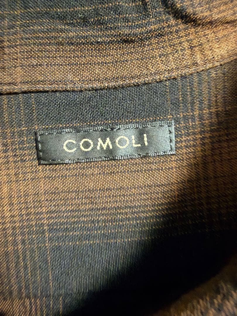 COMOLI コモリ レーヨンオープンカラーシャツ オンブレチェック