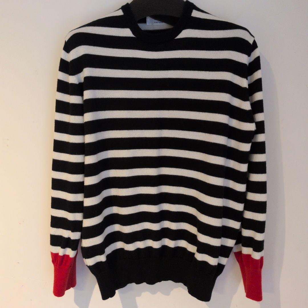 アトリエナルセ　ボーダーニット　黒　赤