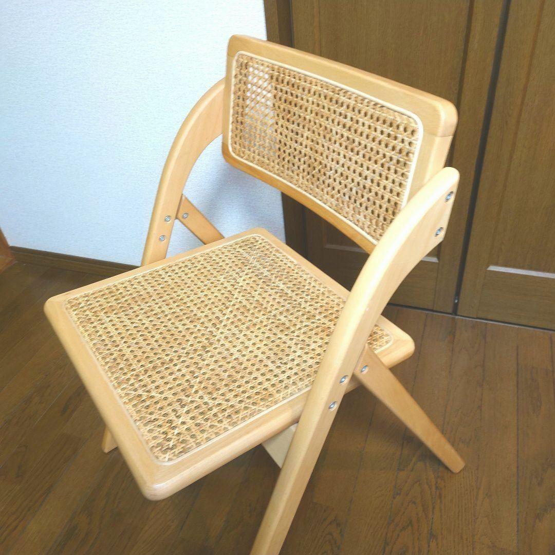 今治ラタン　チェア　木製　折りたたみ椅子　北欧風　韓国風　折りたたみチェア