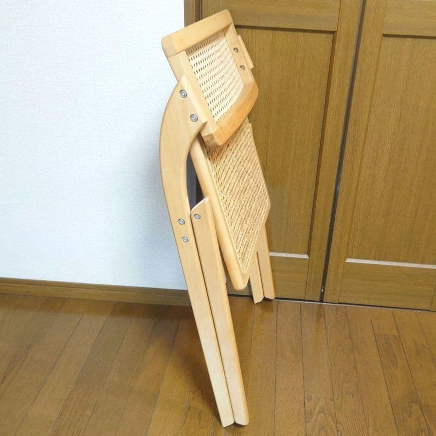 今治ラタン　チェア　木製　折りたたみ椅子　北欧風　韓国風　折りたたみチェア