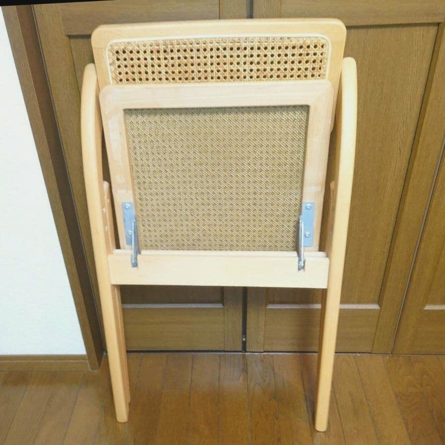 今治ラタン　チェア　木製　折りたたみ椅子　北欧風　韓国風　折りたたみチェア