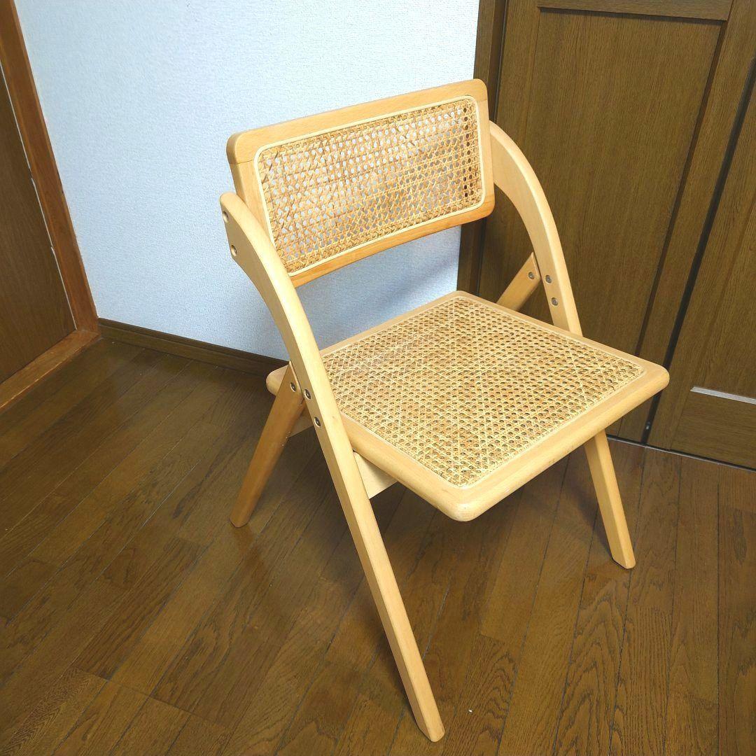 今治ラタン　チェア　木製　折りたたみ椅子　北欧風　韓国風　折りたたみチェア