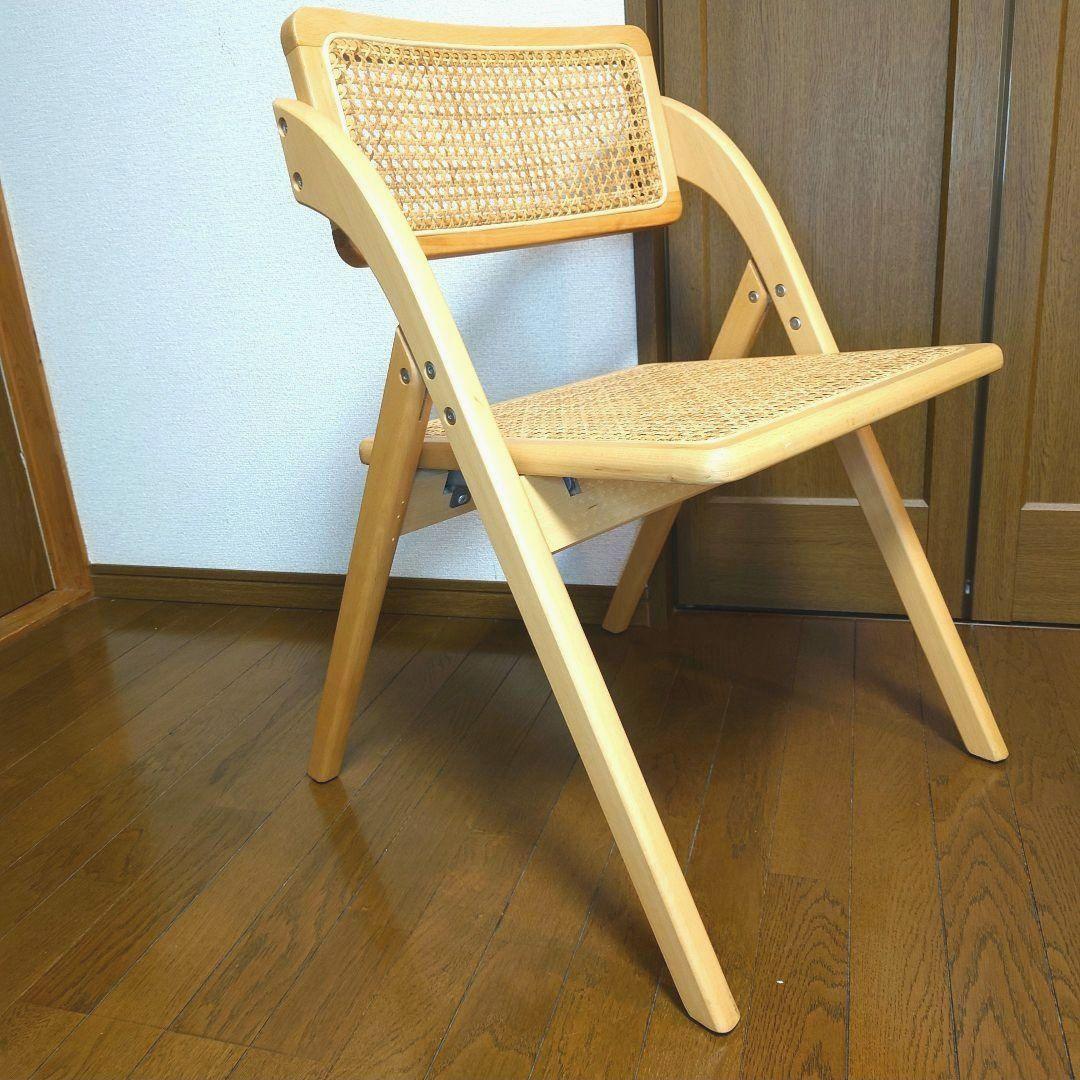 今治ラタン　チェア　木製　折りたたみ椅子　北欧風　韓国風　折りたたみチェア