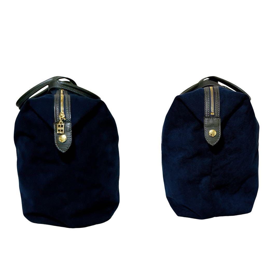 バレンシアガ ボストンバッグ 旅行鞄 ロゴ スエード レザー ゴールド ネイビー