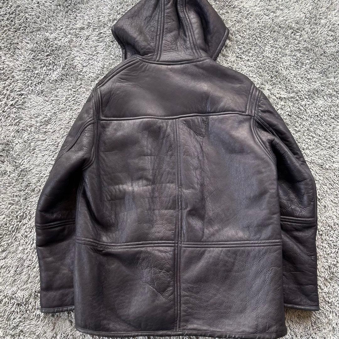 【希少L リアルムートン】ムートンジャケット ダッフル コート ブラック ボア