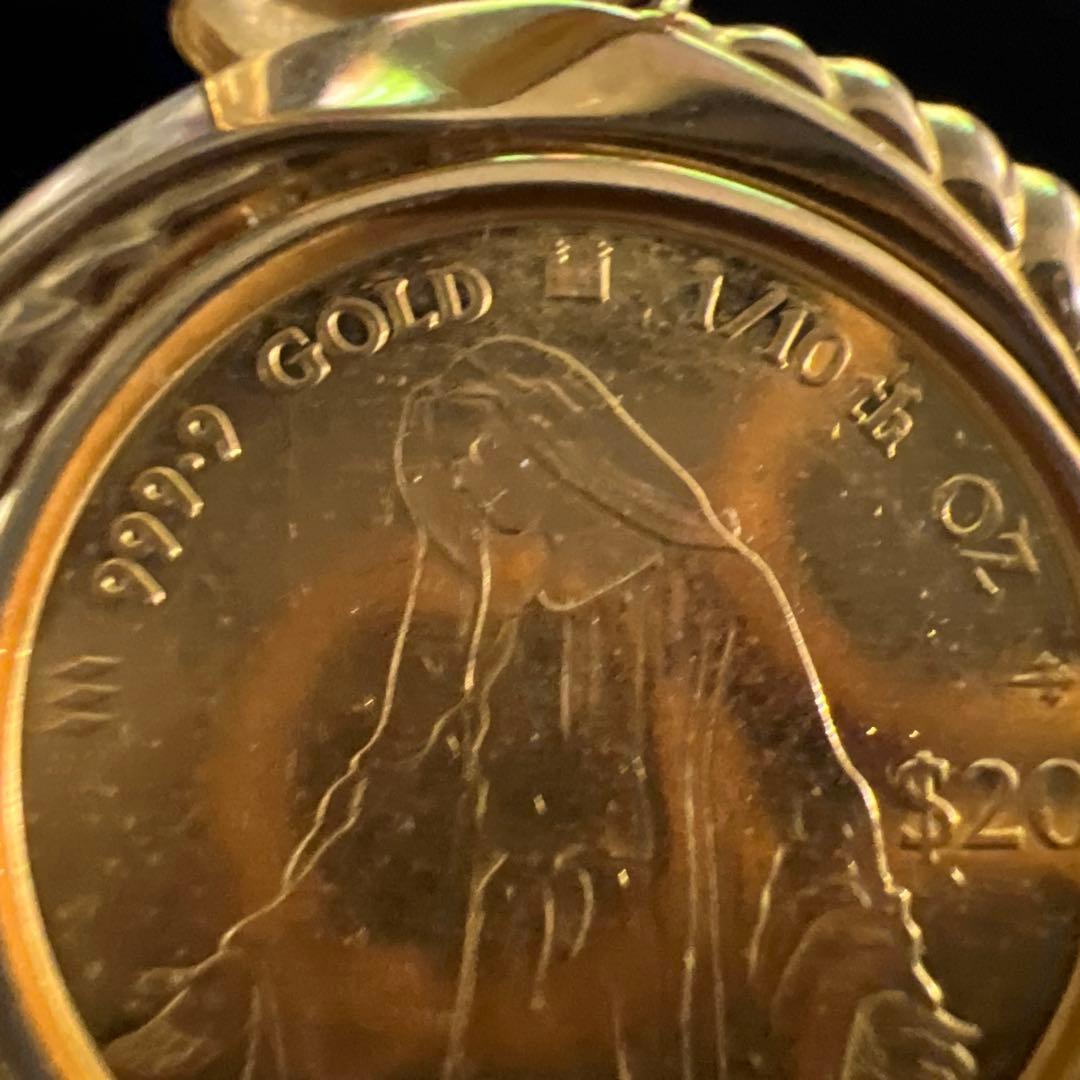 k24ペンダントトップ　エリザベス1/10oz マリア　枠k18