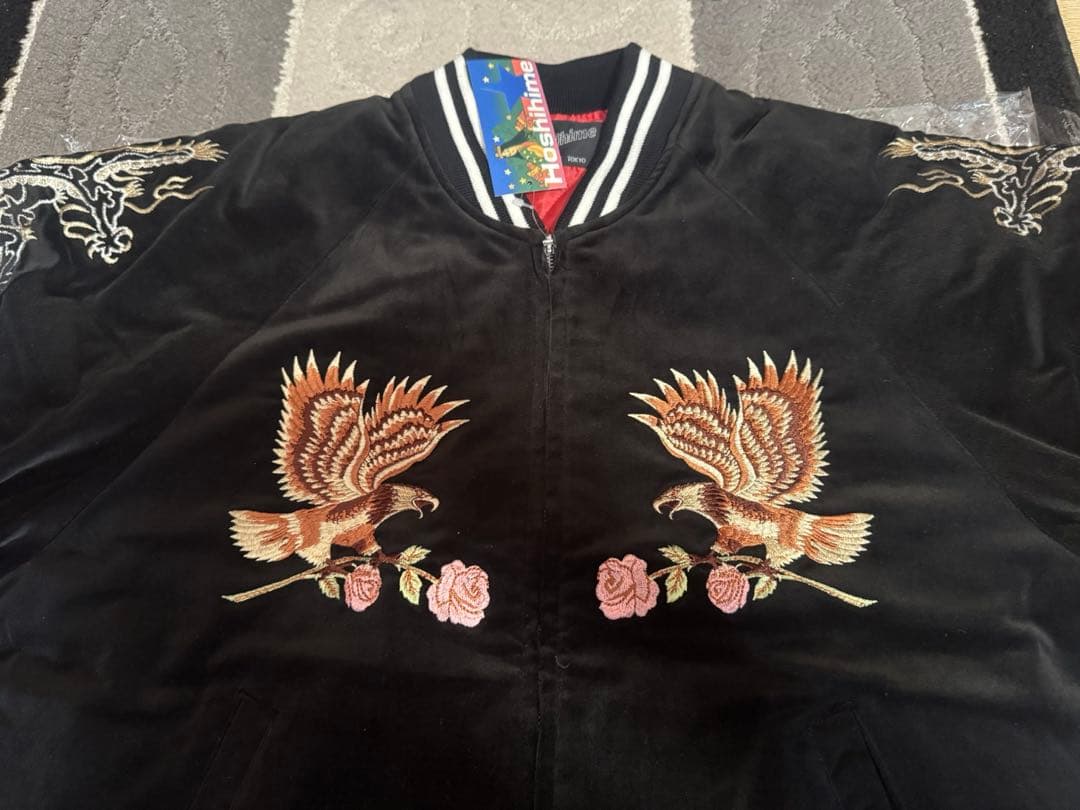 ⭐︎試着のみ⭐︎ hoshihime 星姫　鷹　バラ　スカジャン　ベロア　LL