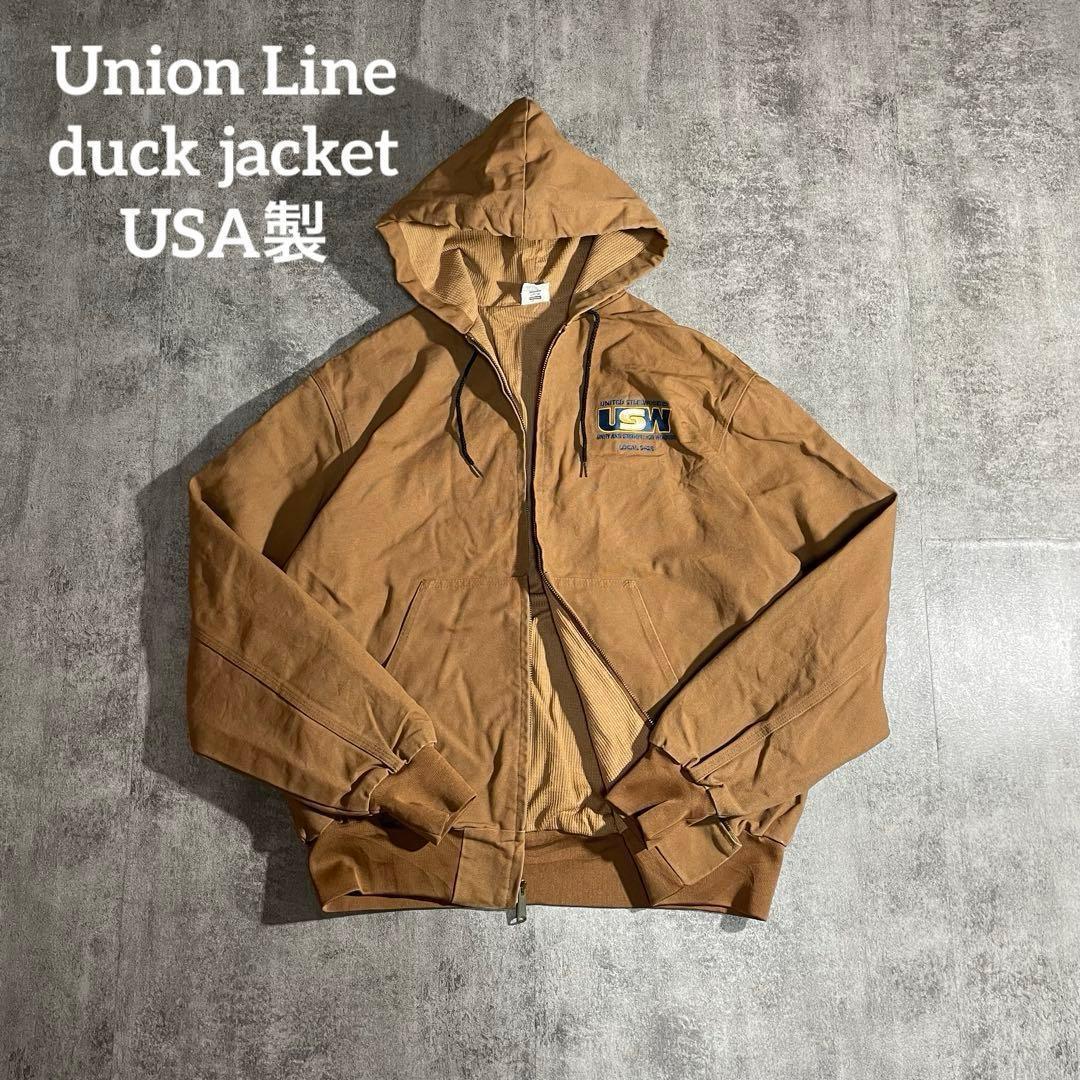 USA製Union Lineユニオンラインダック地アクティブジャケット企業ロゴL