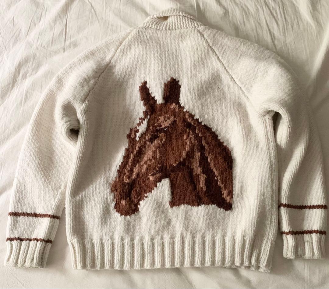(今週値下げ)80-90s 馬 カウチン ニット vintage ykk