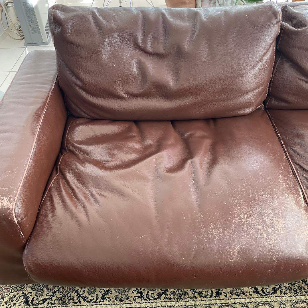 無印良品　ブラウン本革ソファ　2.5人　引き取り可です