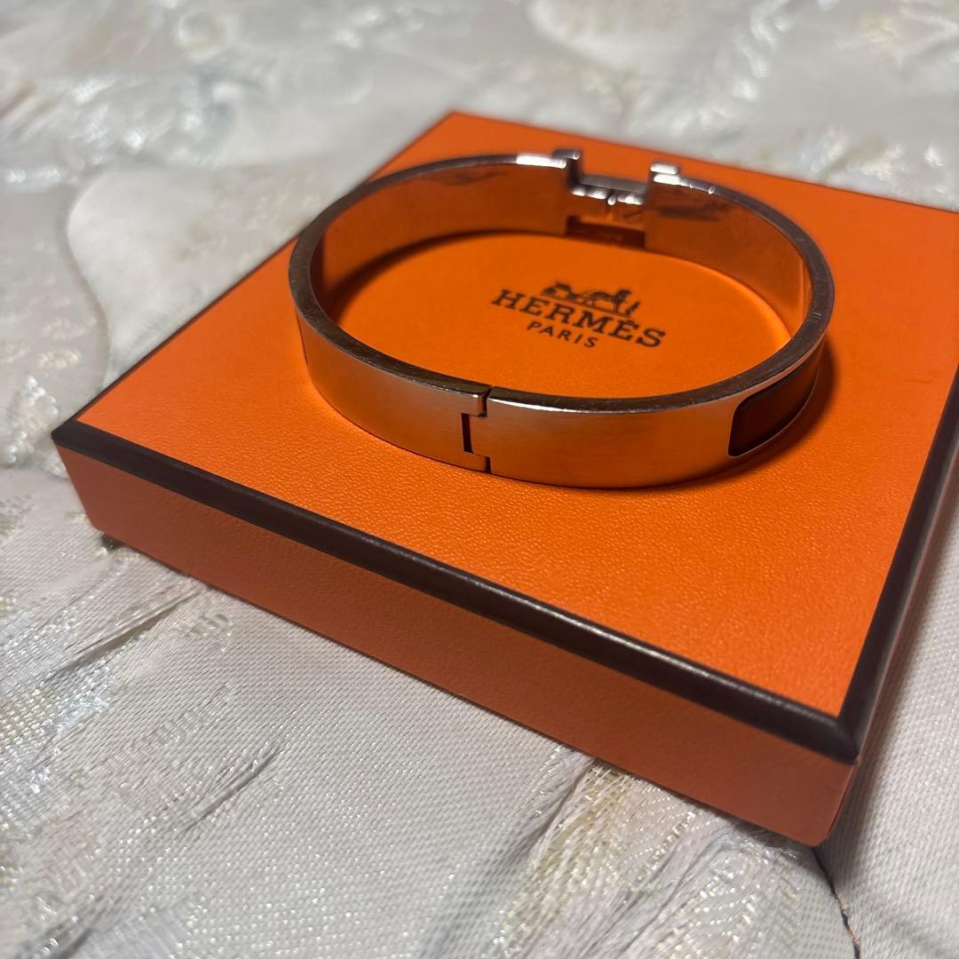 HERMES エルメス　エナメルブレスレット 《クリックHH》　黒　メンズ　T6