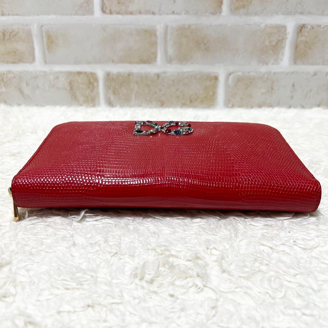 美品 ドルチェアンドガッパーナ 長財布 スタッズ DGロゴ ラウンドジップ