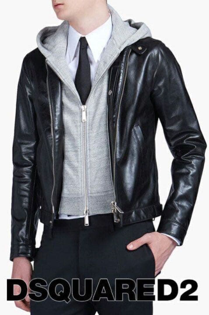 定価35万 美品 レザー ライダースドッキングジャケット 希少サイズ50