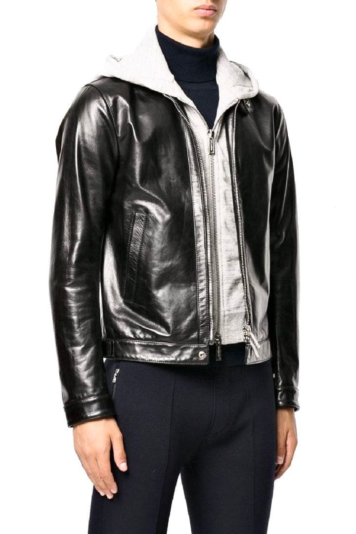 定価35万 美品 レザー ライダースドッキングジャケット 希少サイズ50