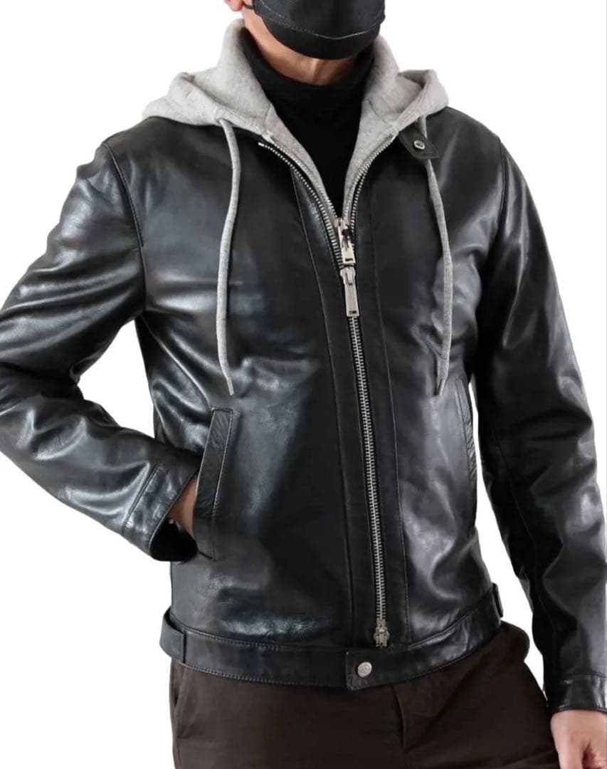 定価35万 美品 レザー ライダースドッキングジャケット 希少サイズ50