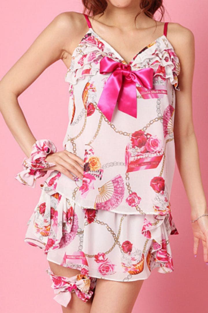 MA✽RS♡ローズケーキ柄キャミトップス♡オリジナルデザイン♡激レア♡白×ピンク