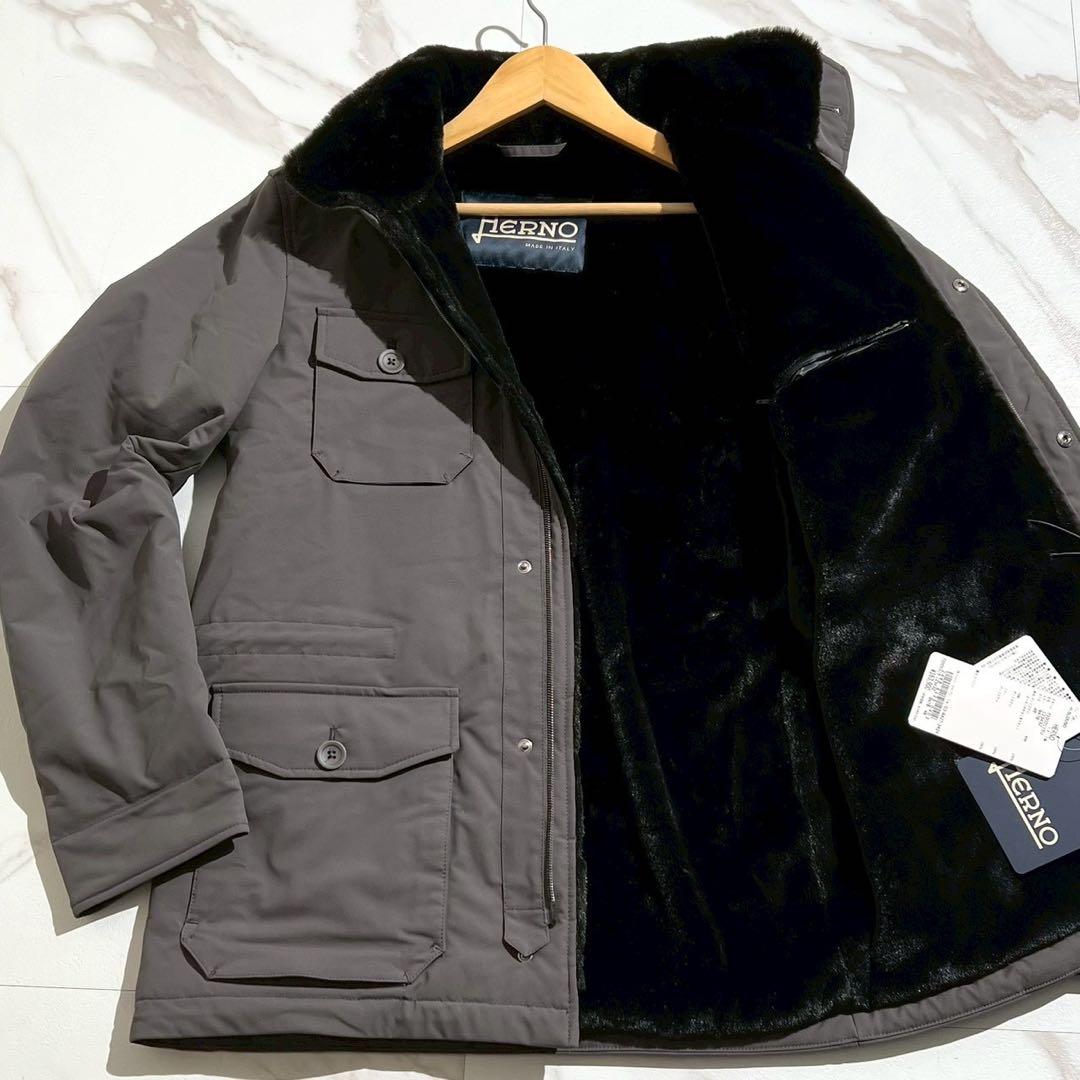 新品未使用タグ付き 24AW ヘルノ M-65型ブルゾン 中綿入り内側エコファー