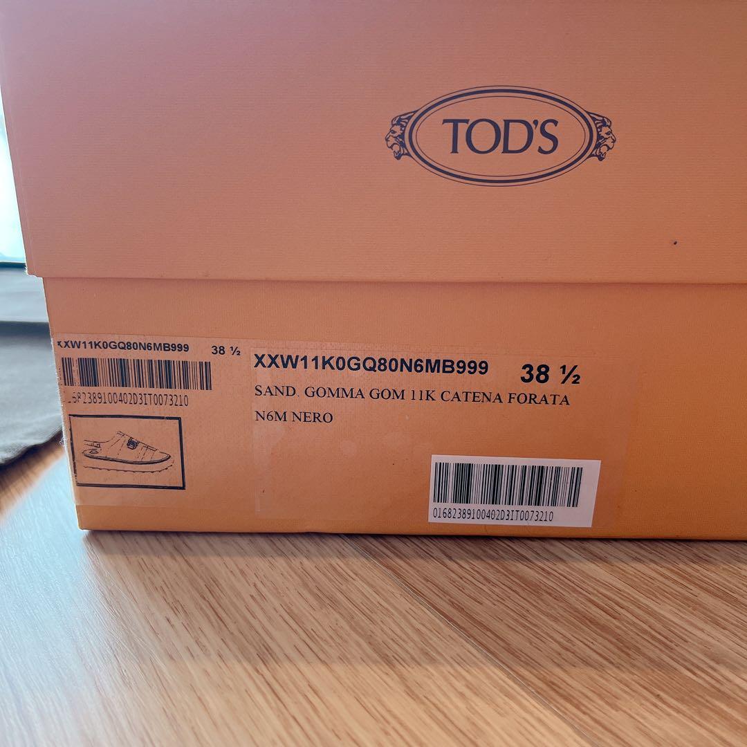 TOD'S 【極美品】サンダル メタルロゴ 黒 トッズ ケイト 38 1/2