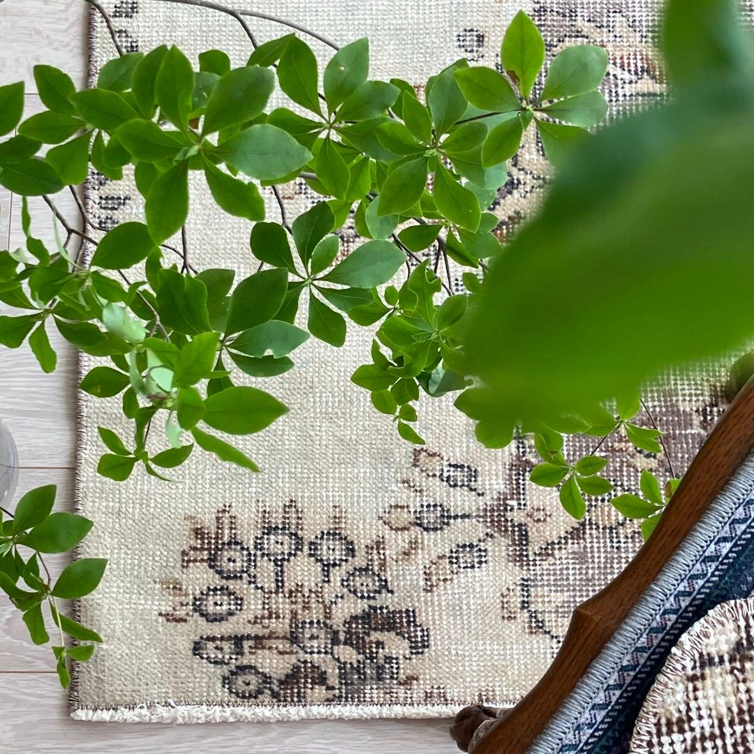 カフェオレベージュ54×220ブラウン　超ロングランナー　トルコヴィンテージラグ