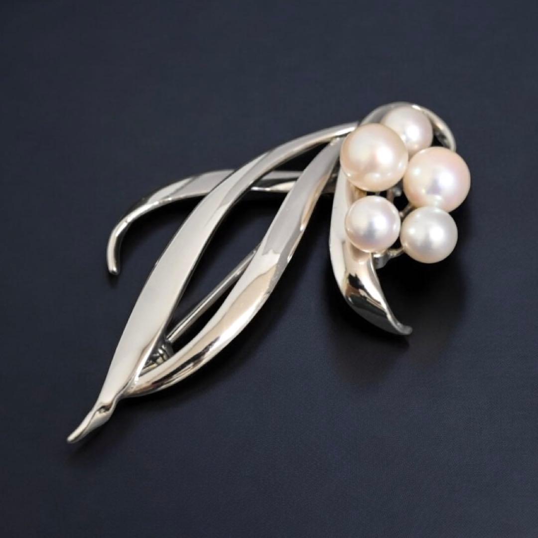 【未使用保管品】ミキモト　アコヤ　パール　シルバー　ブローチ　コサージュ　本真珠