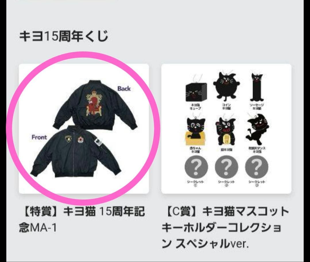 新品 東キヨ キヨ猫 キヨくじ 特賞 15周年記念 MA-1