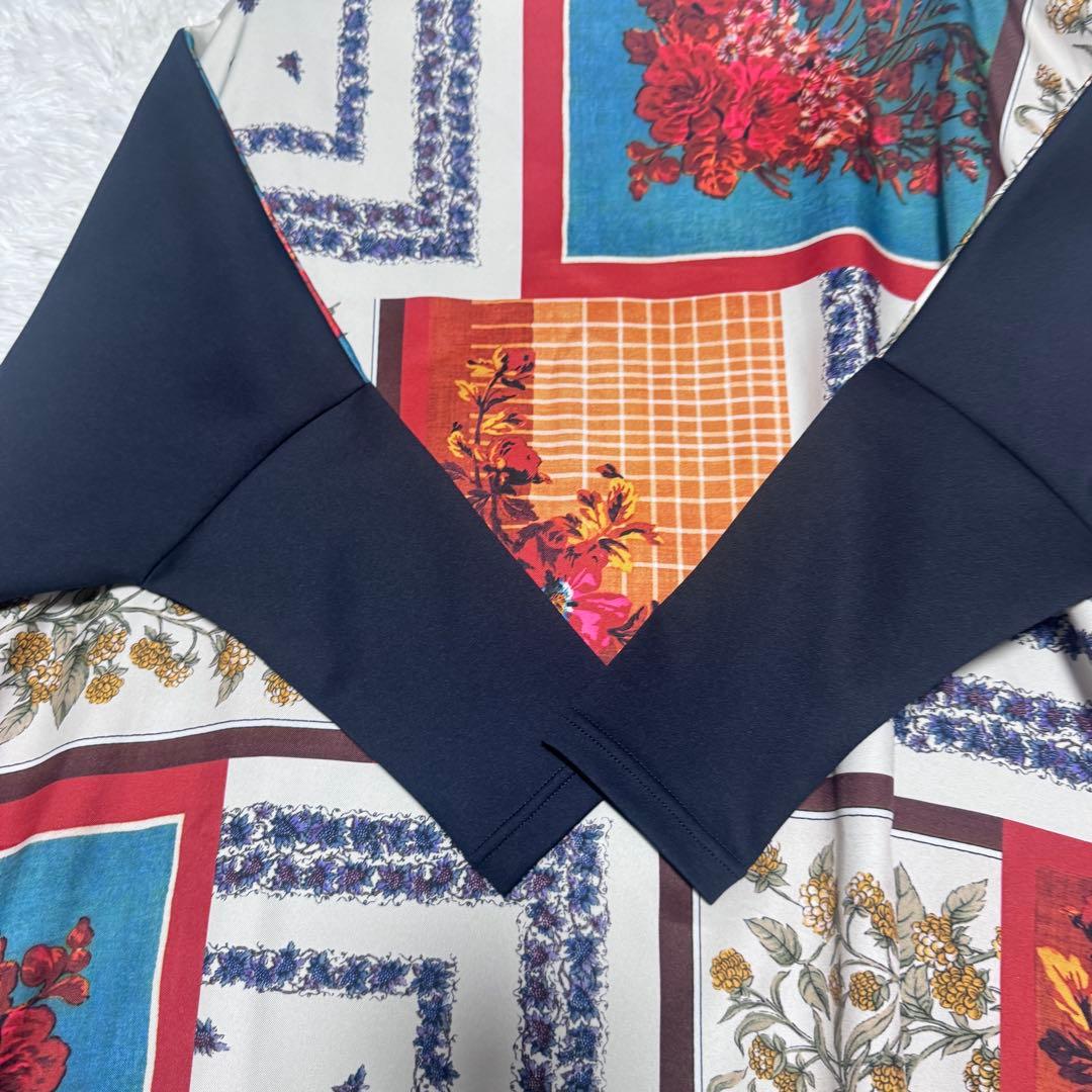 25年 極上美品 BEARDSLEY スカーフパッチワークプリントワンピース