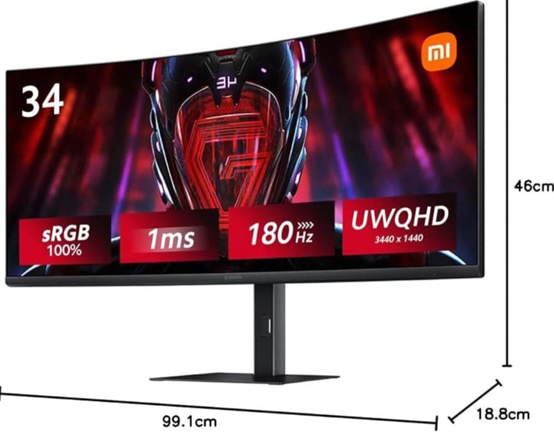 Xiaomi 曲面 ゲーミングモニター 34インチ UWQHD 180Hz