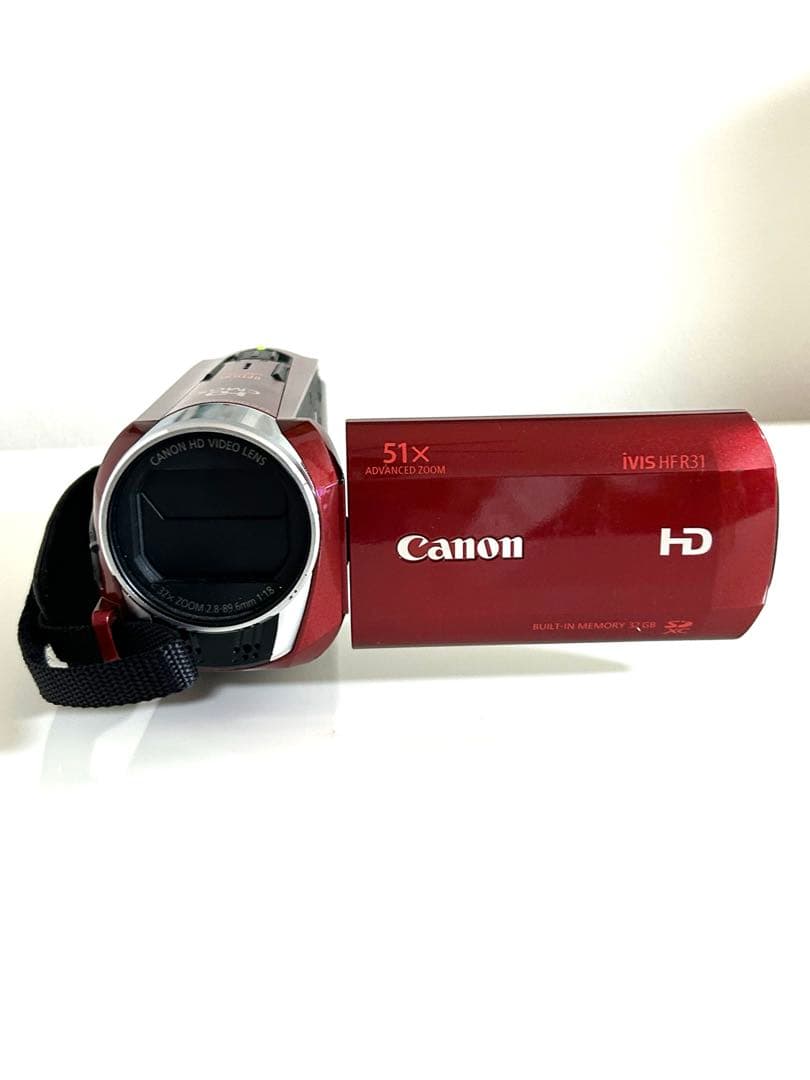 美品Canon iVISHFR31ビデオカメラレッド 大容量バッテリーパック付き
