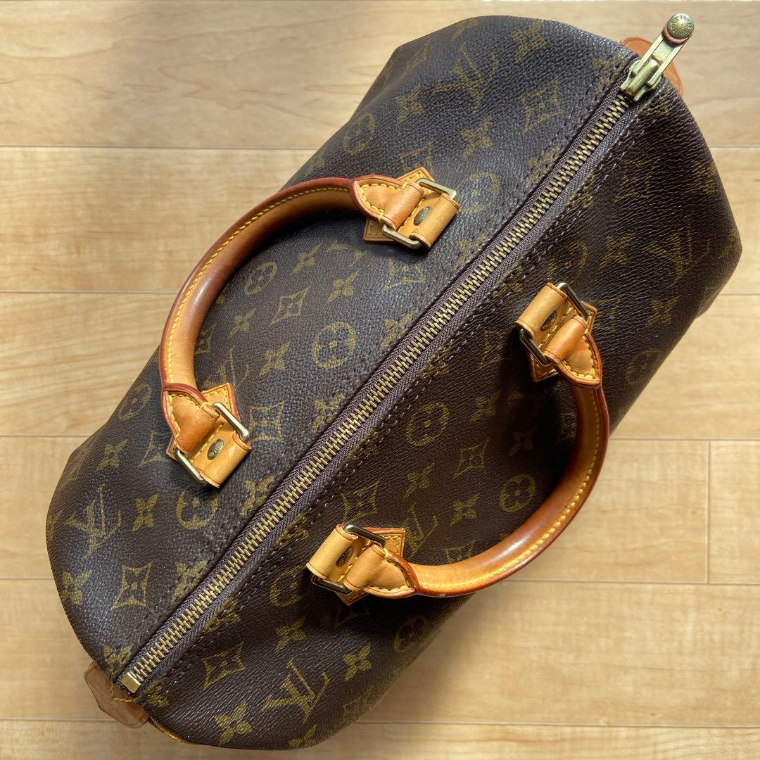 南京錠 鍵付き ルイヴィトン バッグ スピーディ 30 モノグラム ブラウン