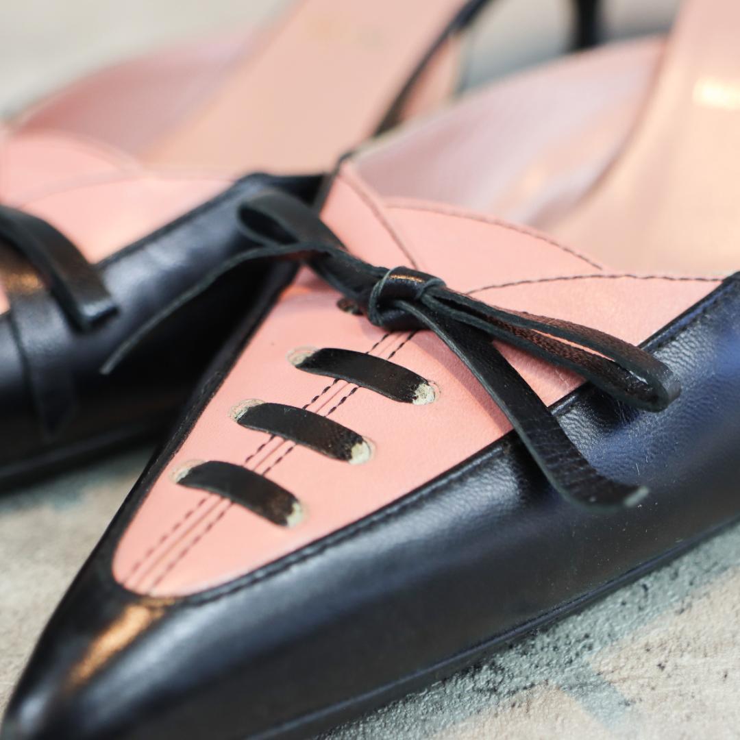 PRADA レザー リボンデザイン パンプス ヒール レディース