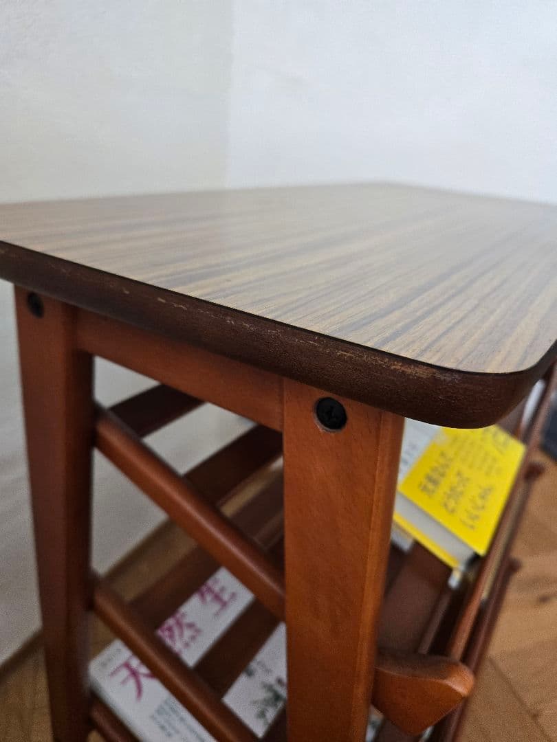 オールドカリモク木製 3段ラック マガジンラック 飾り棚 収納棚 ブラウン