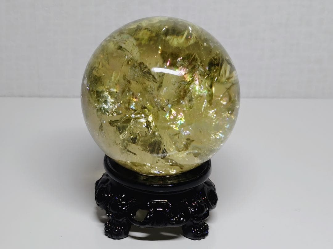 シトリン 473g 水晶 丸玉 スフィア 原石 鑑賞石 自然石 誕生石 鉱石