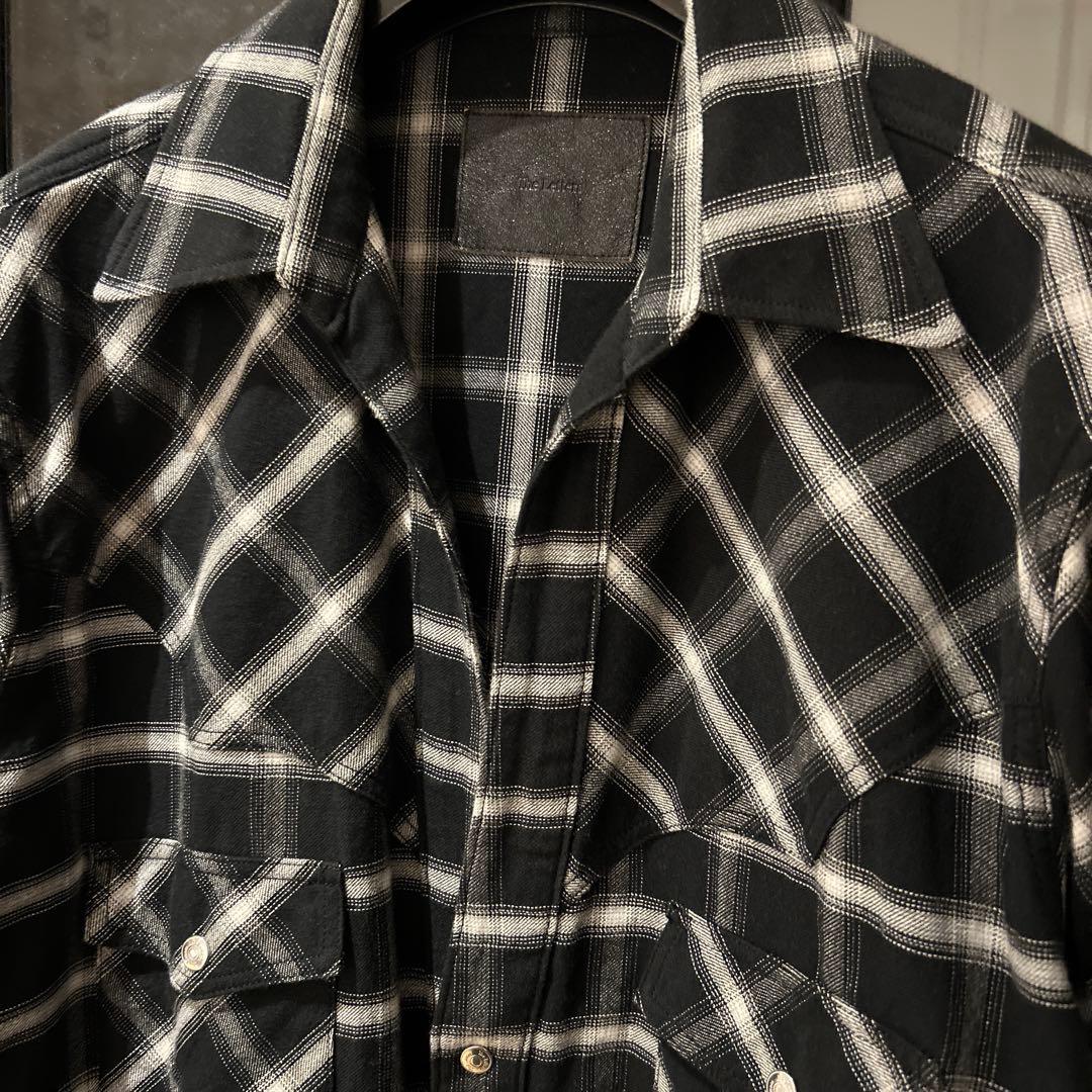 The letters チェックシャツ M BK