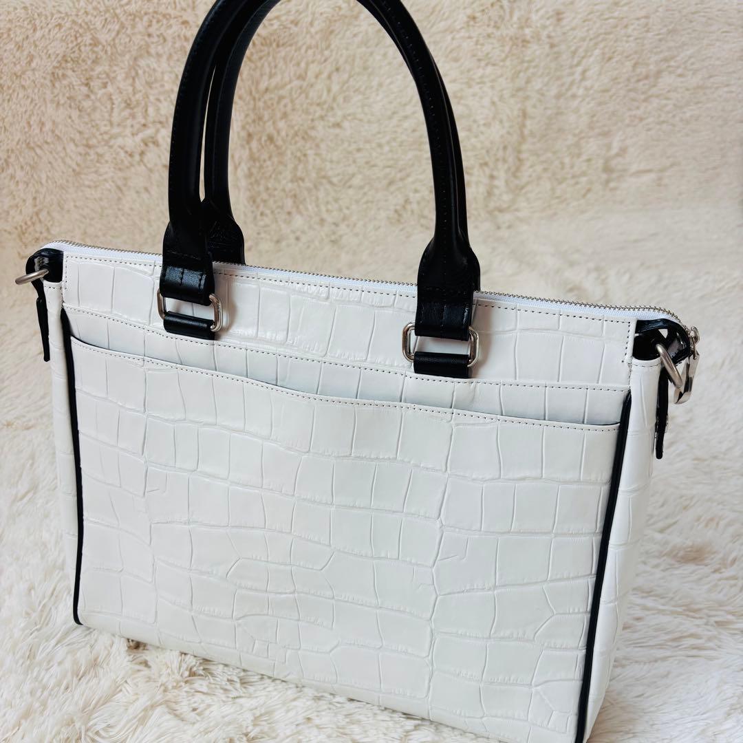 Samantha KINGZ クロコダイル　ホワイト　ビジネスバッグ A4