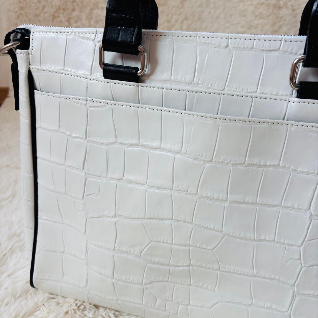 Samantha KINGZ クロコダイル　ホワイト　ビジネスバッグ A4