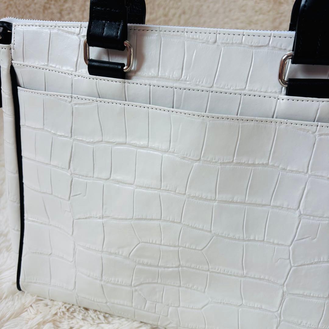 Samantha KINGZ クロコダイル　ホワイト　ビジネスバッグ A4