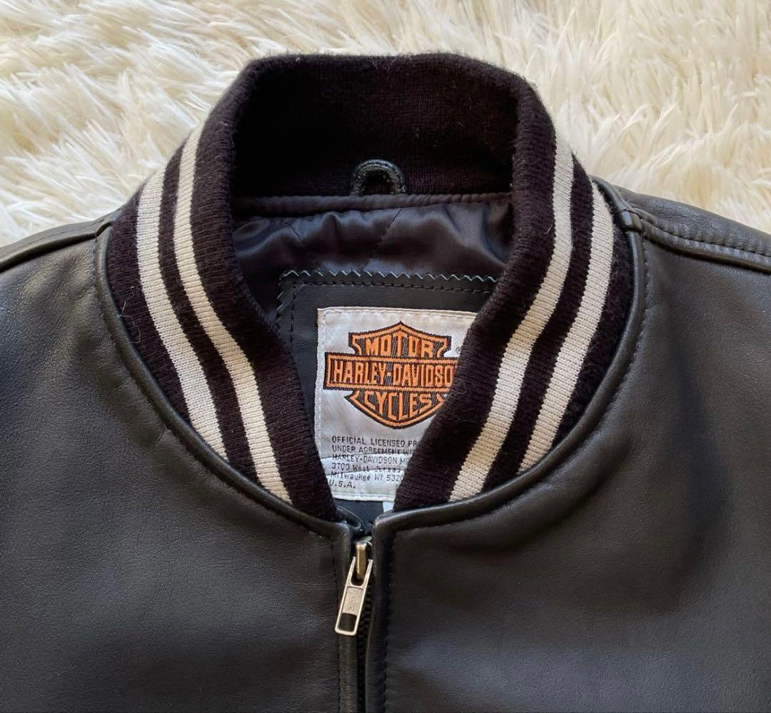 【美品】ハーレーダビッドソン　オールレザージャケット　スタジャン　本革　ワッペン