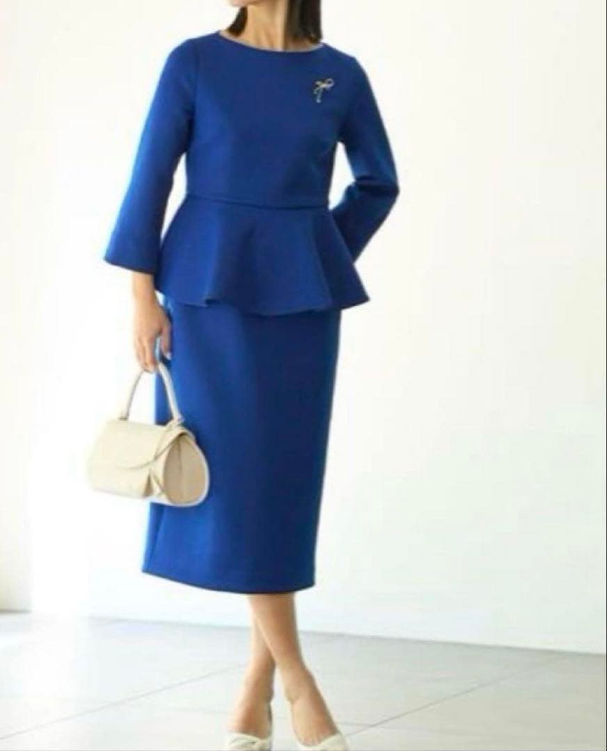 未使用に近い美品♡ セルフォード ロイヤルブルー ペプラムワンピース36