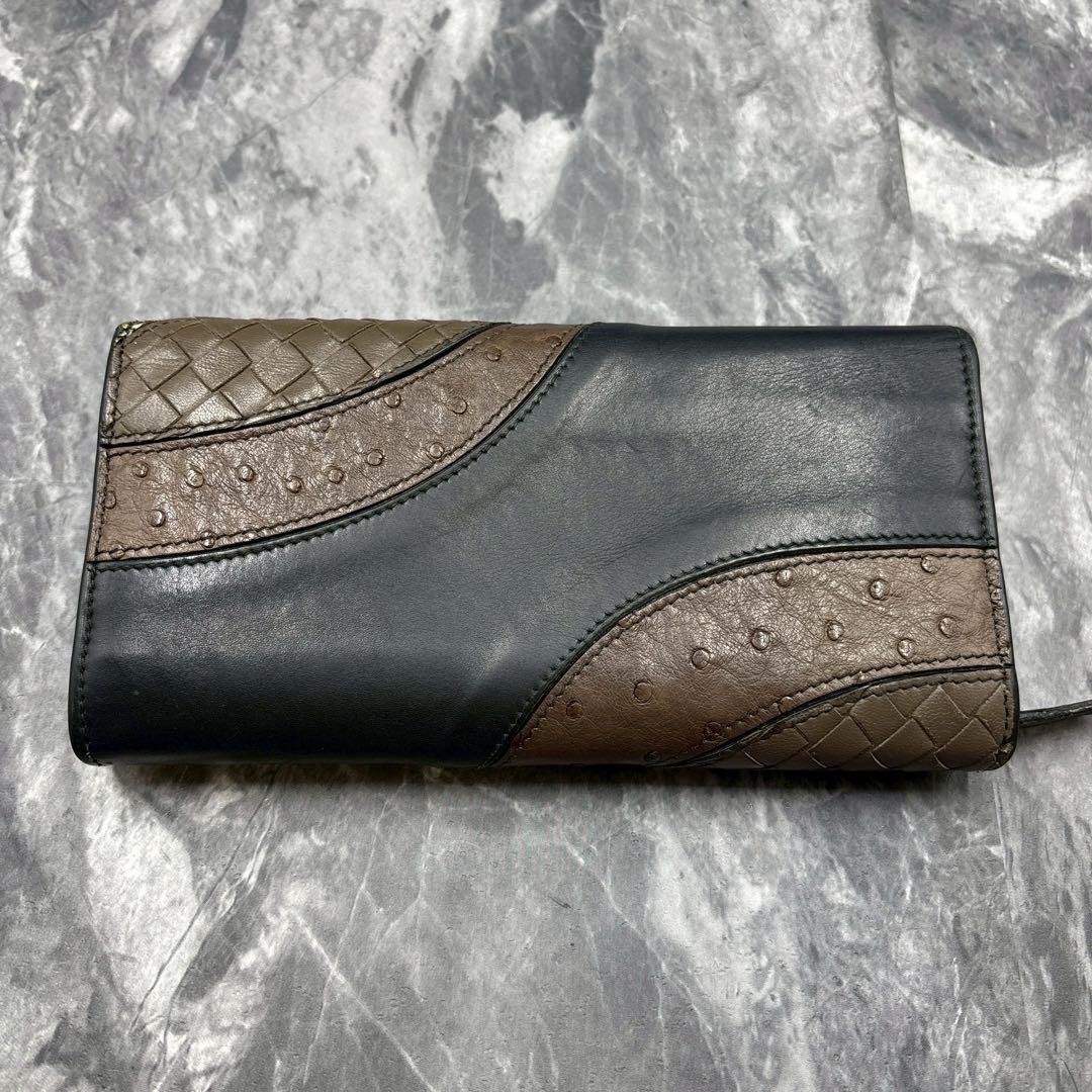 ボッテガヴェネタ限定品　長財布　イントレチャート　パイソン　オーストリッチ　レア