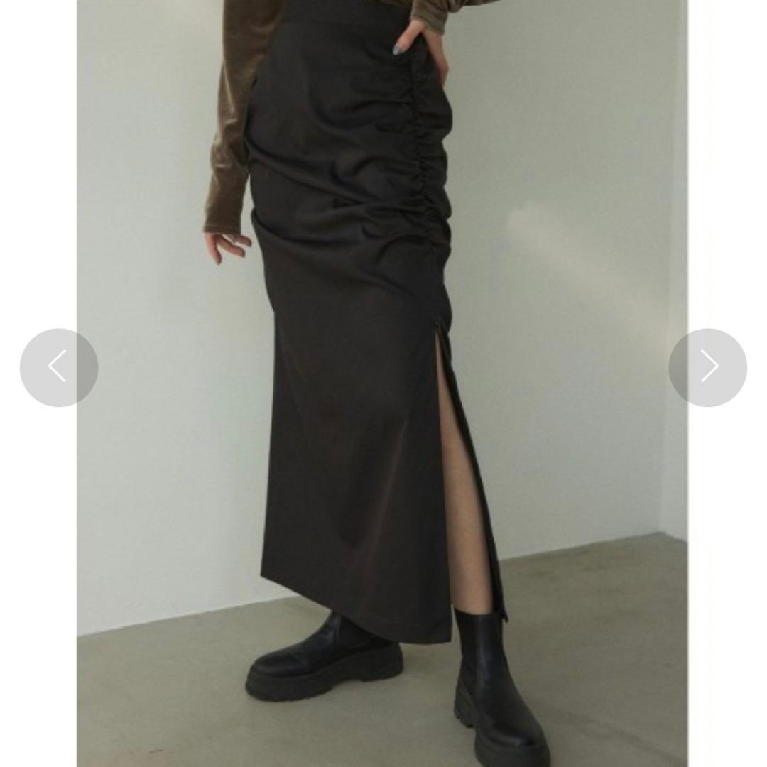 black by moussy サイドスリットスカート カーキ