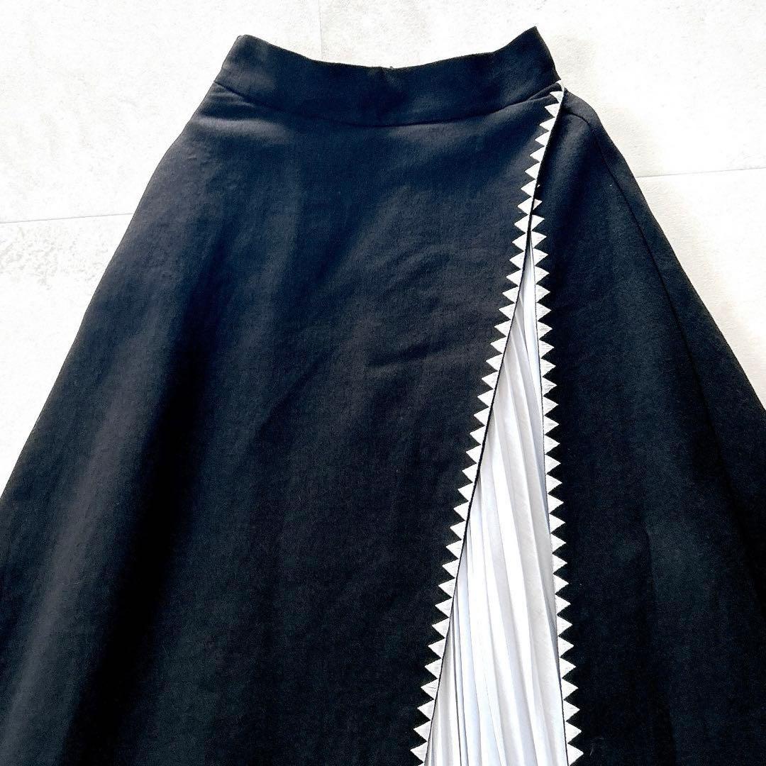 人気✨シートーキョー　ナタリーアシンメトリープリーツスカートバイカラーモノトーン