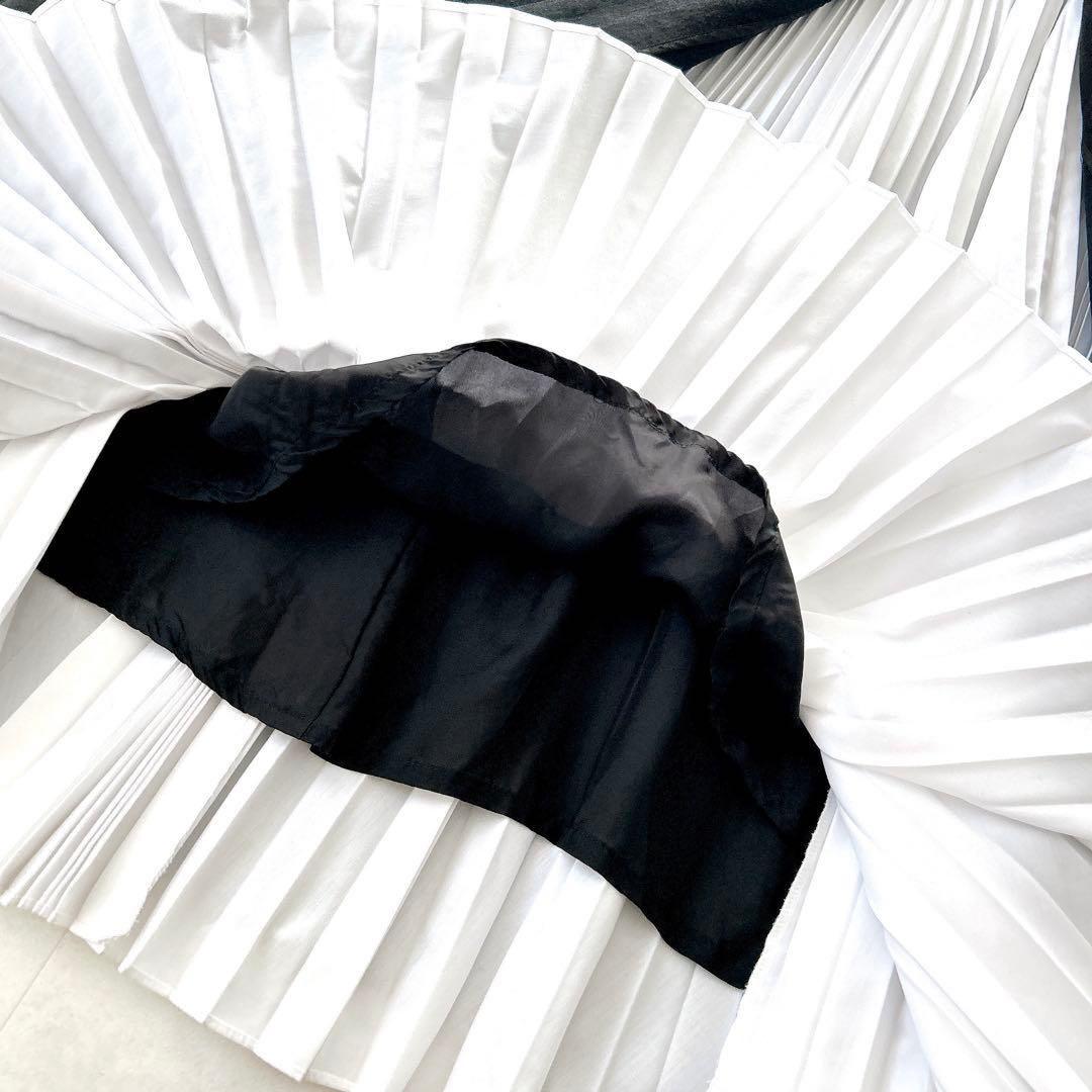 人気✨シートーキョー　ナタリーアシンメトリープリーツスカートバイカラーモノトーン