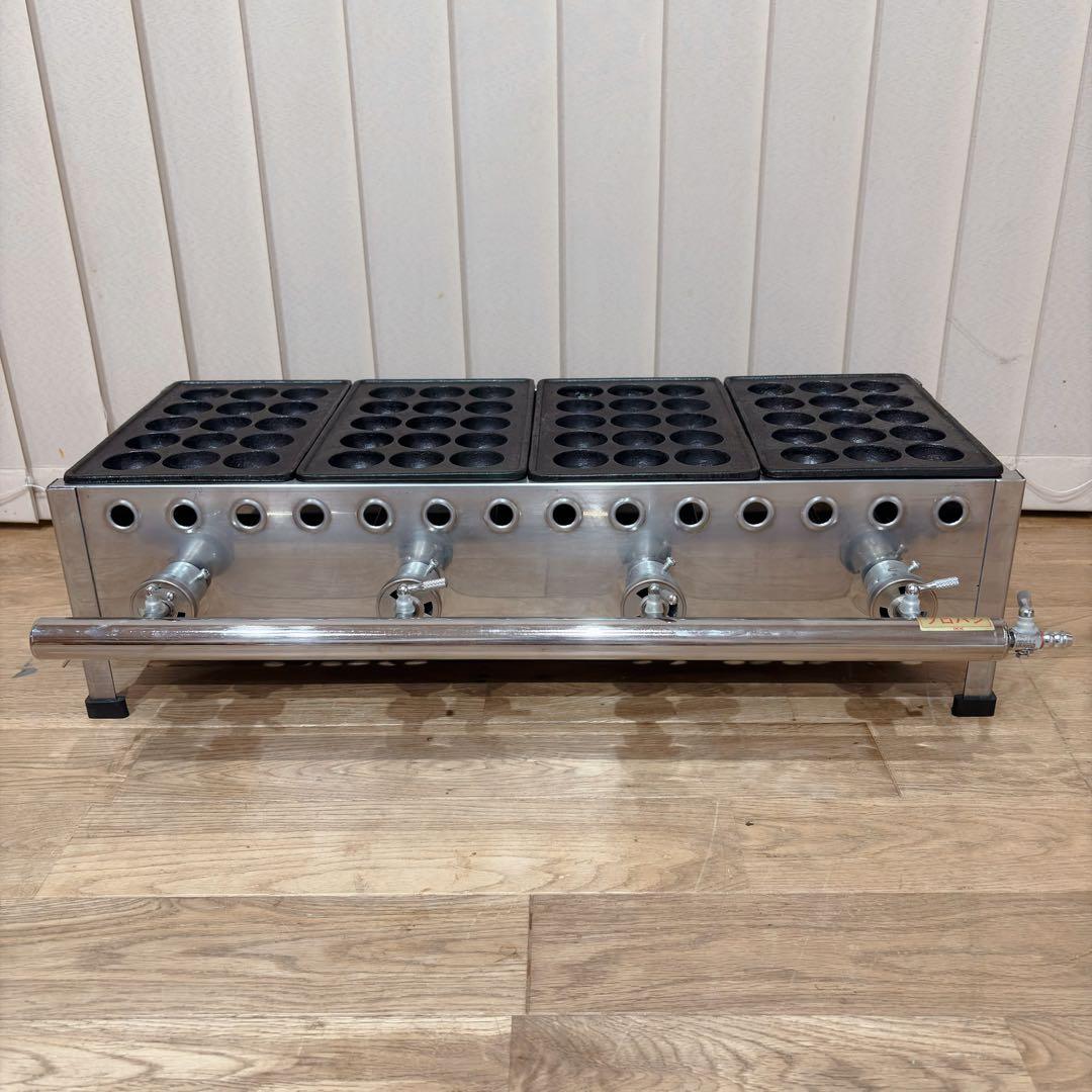 ②【良品】 IKK 業務用 たこ焼き器 154S プロパン 15穴×4連 鉄鋳物