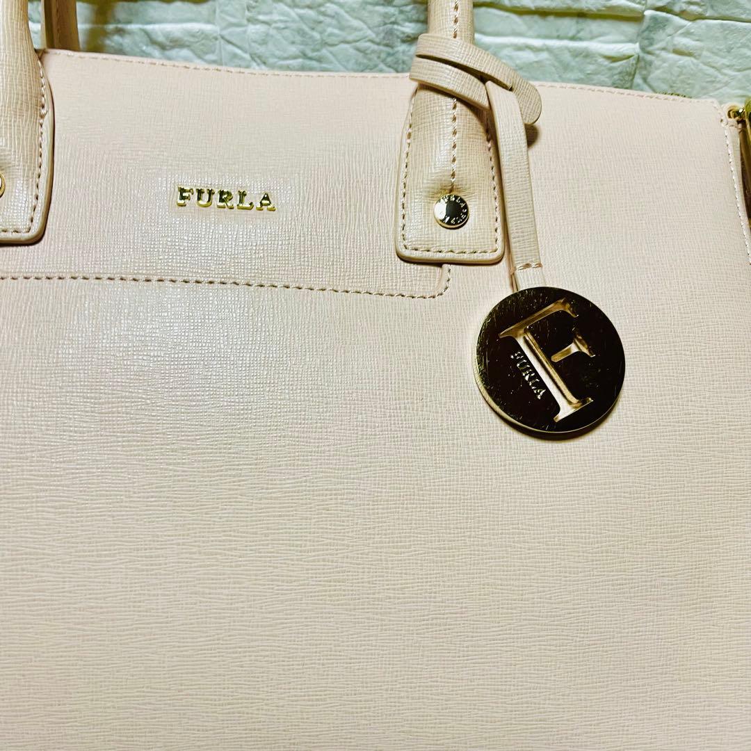 極美品FURLA フルラ ライトピンク ミニボストン 2way ハンドバッグ