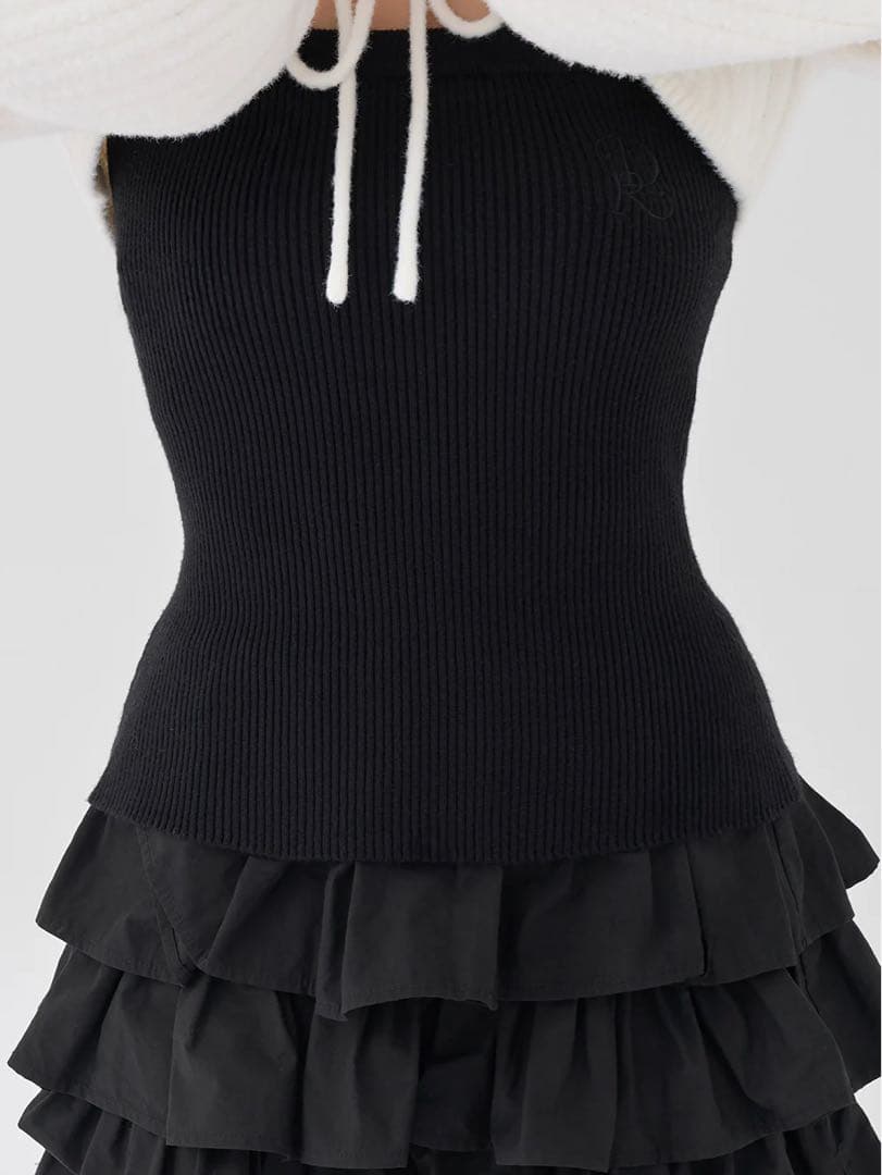 【新品タグ付き】Darich ティアードフリルミニワンピース FREE ブラック