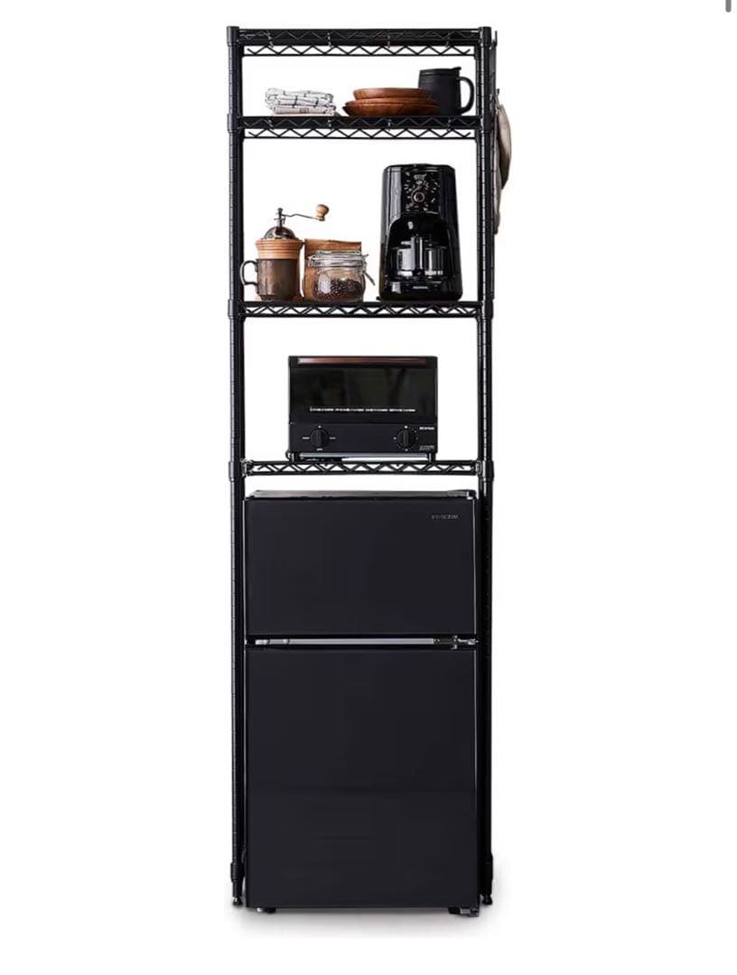 ブラック スチール製キッチンラック 4段