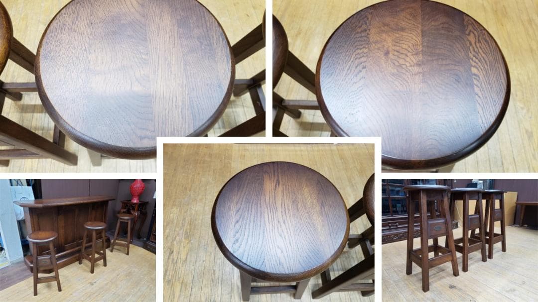 J30　美品！　蝦夷民芸家具　えぞ家具　ホームバーカウンター４点セット