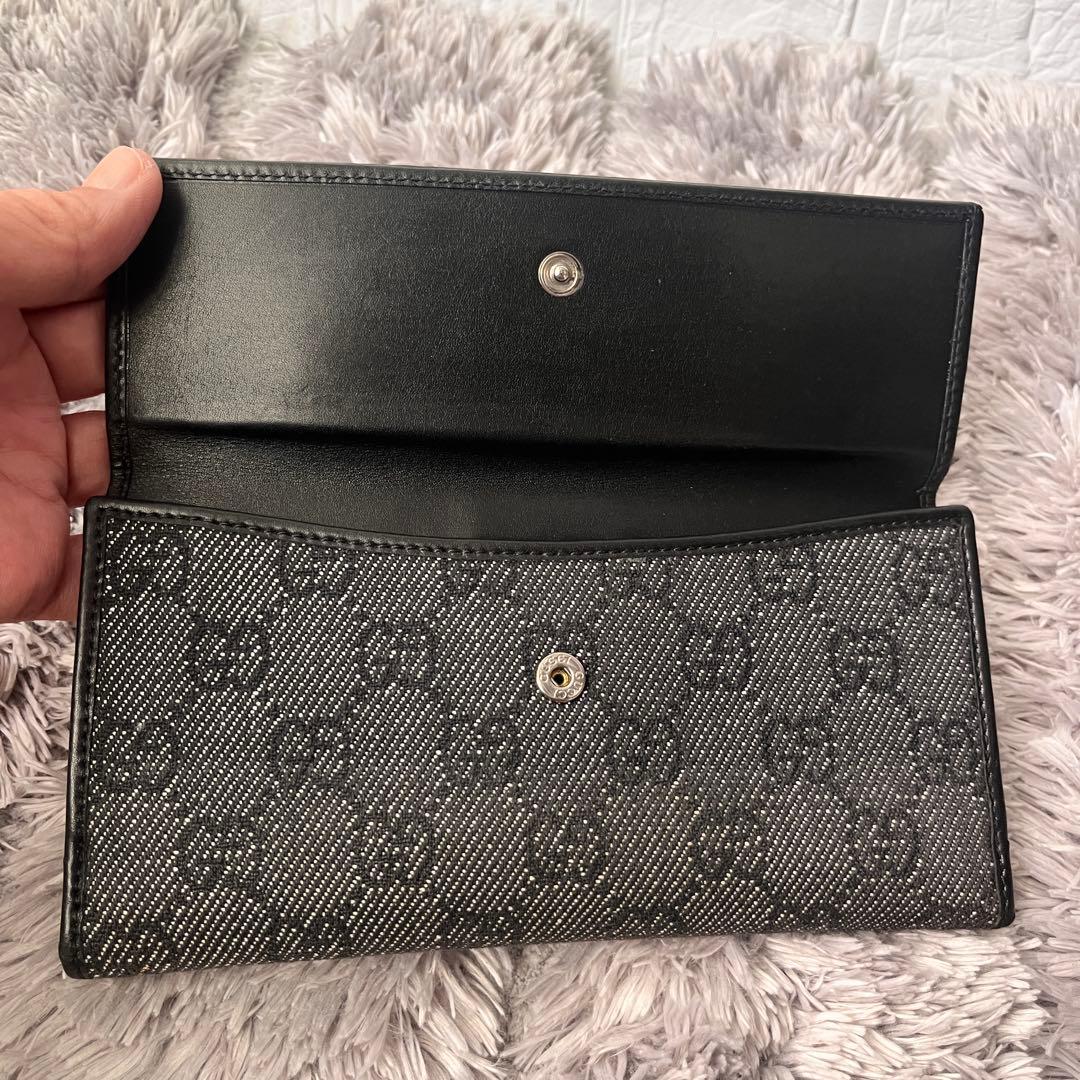 良品　GUCCI GGキャンバス 長財布　ブラック　札入れ　小銭入れ　メンズ